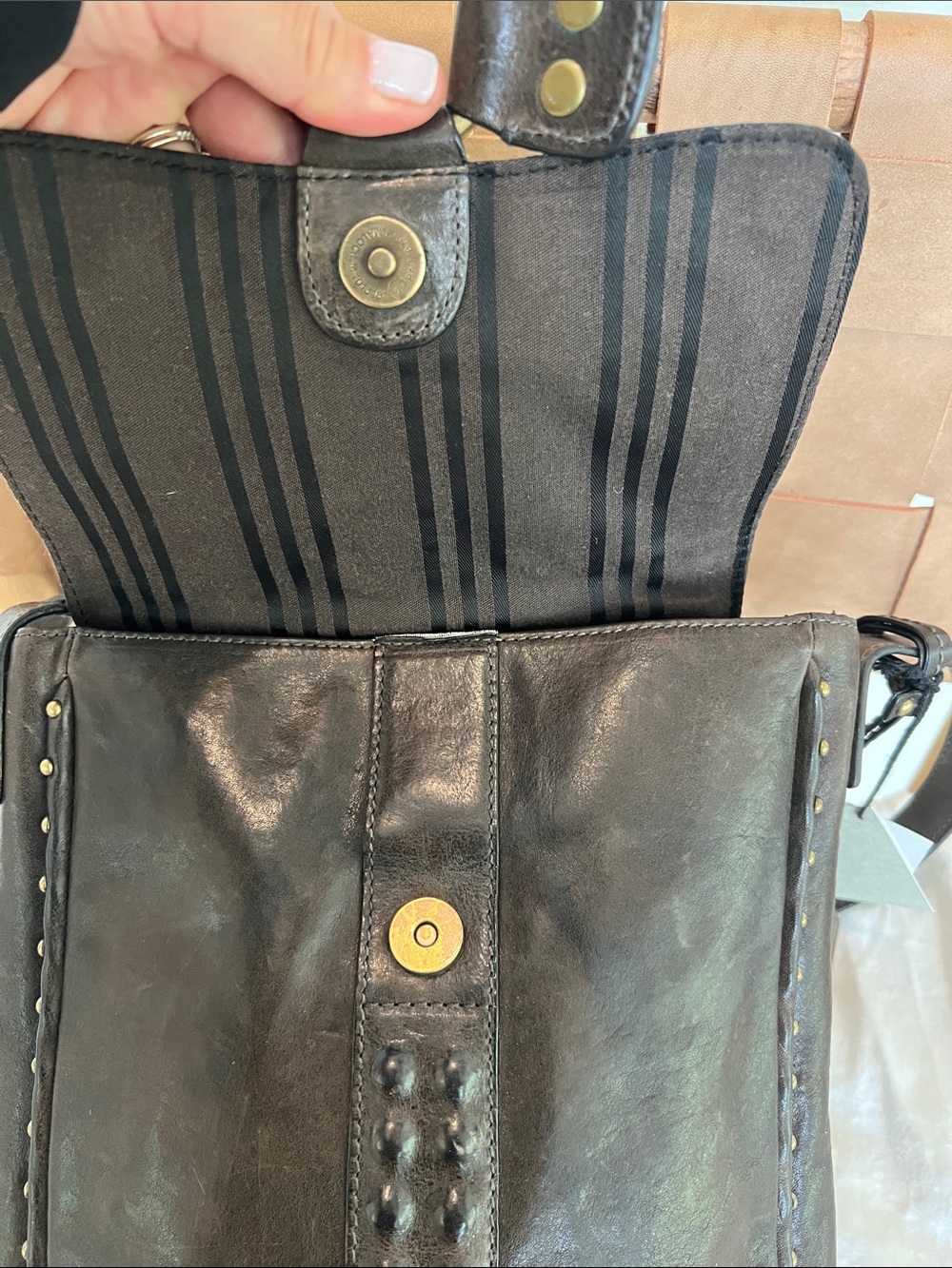 Rare Vintage Frye Roxanne Crossbody Bag Grey/Brown EUC - Picture 8 of 12